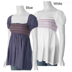E-klah Junior's Square-neck Cap-sleeve Smocked Top