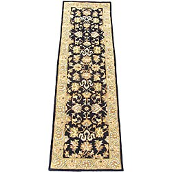 Indo Mahal Tufted Black/ Gold Runner (2'6 x 8')