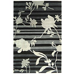 Handmade Rodeo Drive Portrait Black/ Grey New Zealand Wool Rug (8' x 11')
