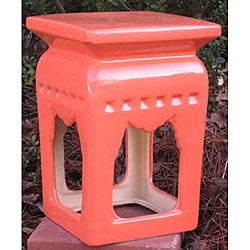 Chinese Square Orange Ceramic Stool