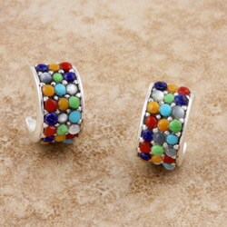 Multi-dot Inlay Hoop Earrings (Thailand)