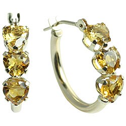 10k Gold Citrine Heart-shape Hoop Earrings