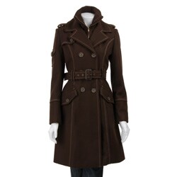 J Lo Women's Double-breasted Wool Blend Trench Coat 