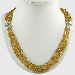 Silver Citrine 3-strand Necklace (Thailand)