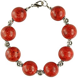 Silver Coral with Floral Beads Bracelet (Thailand)