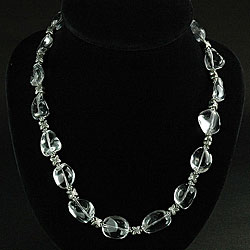 Quartz Crystal and Antiqued Silver Bead Necklace (Thailand)