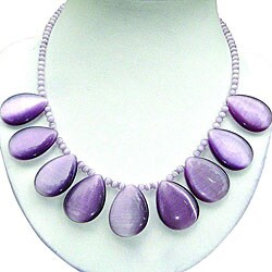 Silver Teardrop Glass Necklace (Thailand)
