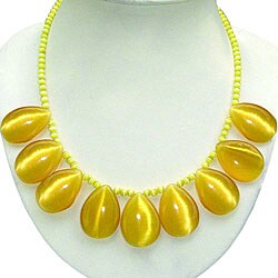 Silver Teardrop Glass Necklace (Thailand)