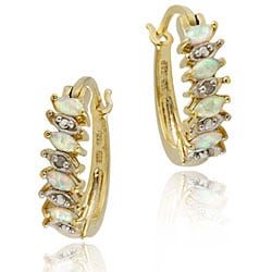 18k Gold over Silver Synthetic Opal Hoop Earrings