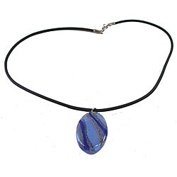 Fused Glass Blue Oval Pendant (Chile)