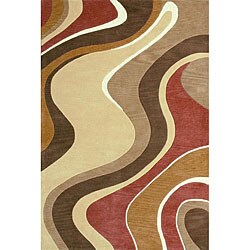 'Swirls' Beige/ Rust Rug (3'6 x 5'6)