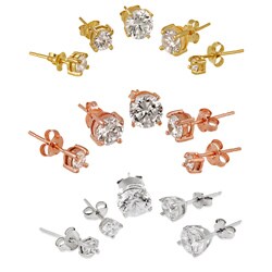 Icz Stonez Sterling Silver 10.44 TCW CZ Stud Earrings (Set of 5)