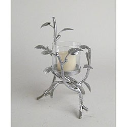 Small Silvertone Leaf Candle Holder