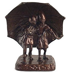 Cast Aluminum Kids Under Umbrella Statue