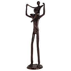 Aluminum 'Father with Child on Shoulders' Statue