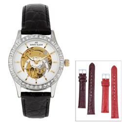 Anne Klein Women's Skeleton Dial Watch Gift Box