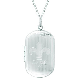 Sterling Silver Fleur de Lis Locket Necklace