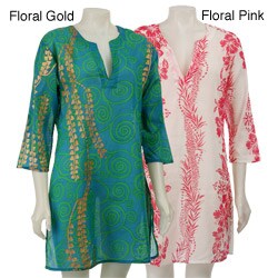 Cotton Kurta Floral Leaf Tunic (India)