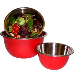 Stainless Steel Red Mixing Bowl (Set of 3) 
