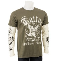 Ed Hardy Men's Double-sleeve 77 Eagle Tee