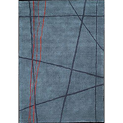 Handcrafted Calvin Klein Blue Wool/ Silk Rug (8'3 x 11')
