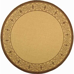 Indoor/ Outdoor Oceanview Natural/ Brown Rug (5'3 Round)