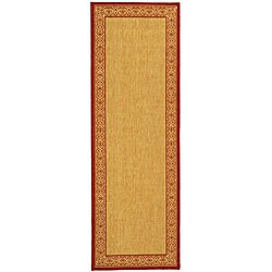 Indoor/ Outdoor Oceanview Natural/ Red Runner (2'4 x 6'7)