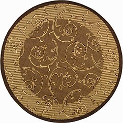 Indoor/ Outdoor Oasis Brown/ Natural Rug (5'3 Round)