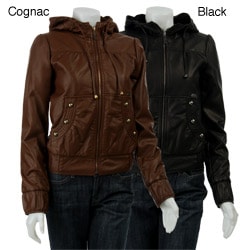 Miss Sixty Women s Faux Leather Jacket with Hood - Overstock