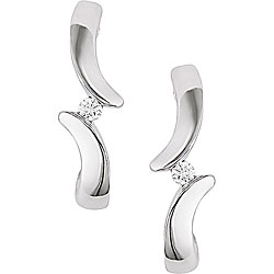 10k White Gold Diamond Accent Hoop Earrings (I-J, I2-I3)