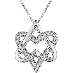 10k White Gold 1/4ct TDW Diamond Heart Necklace (I-J, I2-I3)