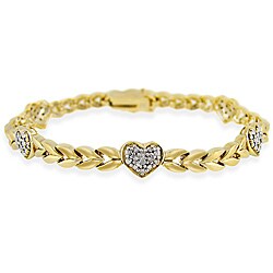 18k Gold/ Silver Diamond Accent Heart Bracelet