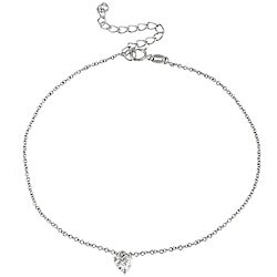 Icz Stonez Sterling Silver Cubic Zirconia Heart Anklet