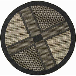Indoor/ Outdoor Lakeview Black/ Sand Rug (5'3 Round)