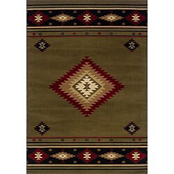 Green/ Black Rug (6'7 x 9'6)
