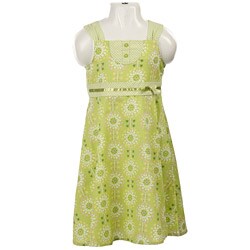 FINAL SALE Laura Ashley Girl's Green Floral Gingham Dress
