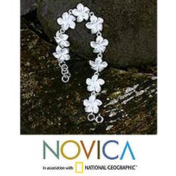 Sterling Silver 'Frangipani' Bracelet (Indonesia)