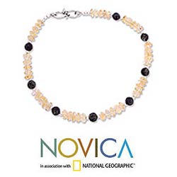 Sterling Silver Citrine/ Quartz 'Golden Secret' Anklet (India)