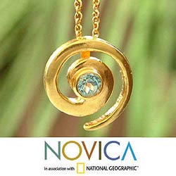 Vermeil 'Spinning Vortex' Blue Topaz Choker (India)