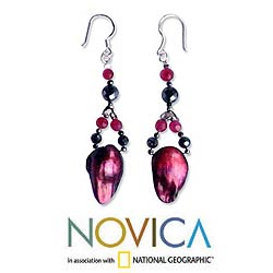 Silver Pearl/ Chalcedony 'Rose Petals' Earrings (Thailand)