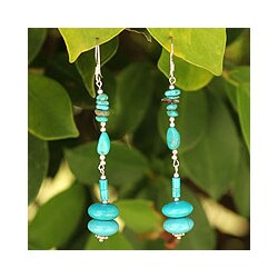 Turquoise 'Peaceful World' Drop Earrings (Thailand)
