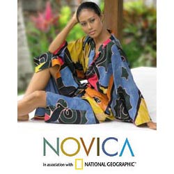 Batik 'Paradise Peacock' Women's Robe (Indonesia)