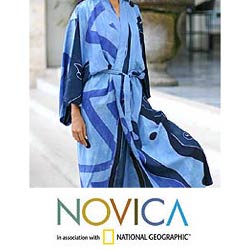 Women's Batik 'Tropical Sea' Robe (Indonesia)