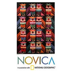 Wool 'Bright Night Owls' Tapestry (Peru)