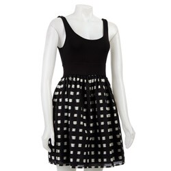 Necessary Objects Junior's Check Babydoll Dress