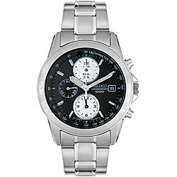 Seiko Men's Chronograph Stainless Steel Black Watch