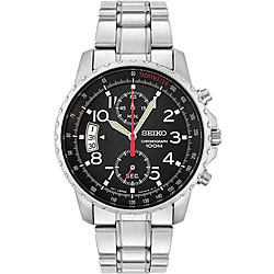 Seiko Men's Black Chronograph Stainless Steel Watch