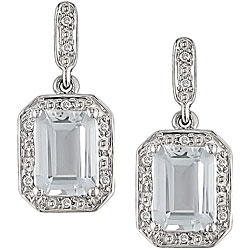 10k White Gold White Topaz and Diamond Earrings