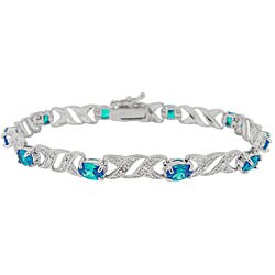 Icz Stonez Sterling Silver/ Light Blue CZ/ Diamond Accent Bracelet