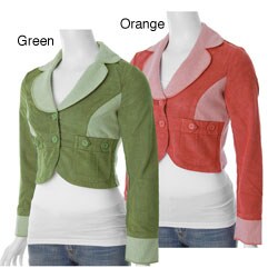 Adriana Junior's Two-tone Corduroy Cropped Jacket